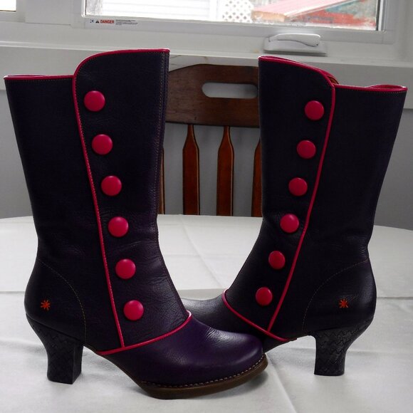 Art Gaucho Ceraza Harlem heeled leather boot in plum crazy and Fushia size EU 40 - Picture 1 of 16